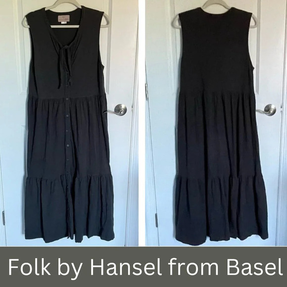 hansel from basel Dresses & Skirts - Folk by Hansel from Basel Black Sleeveless Tiered Midi Dress - 29731